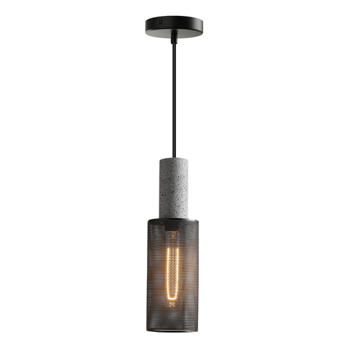 Lighten Chance 1 Pack Modern Mini Pendant Light Fixture with Concrete and 4" Black Metal Lamp Shade, Hanging Ceiling Lighting Lampshade Kitchen Island for Bedroom Dining Room Restaurant