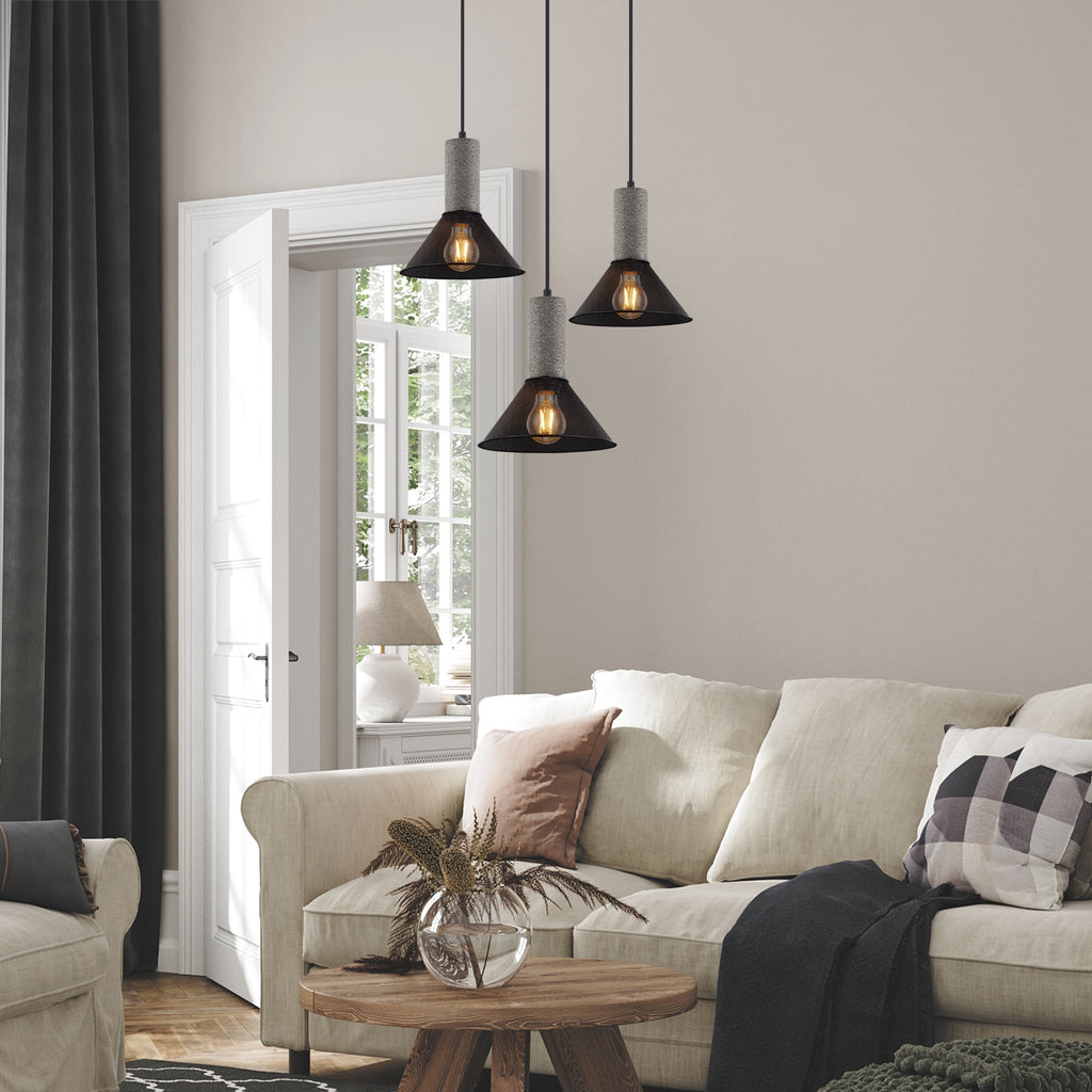 Lighten Chance 1 Pack Modern Black Pendant Light Fixture, 8.25" Industrial Rustic Hanging Lamp, Adjustable Ceiling Island Lighting Fixture For Bedroom Living Room Kitchen Sink Cafe