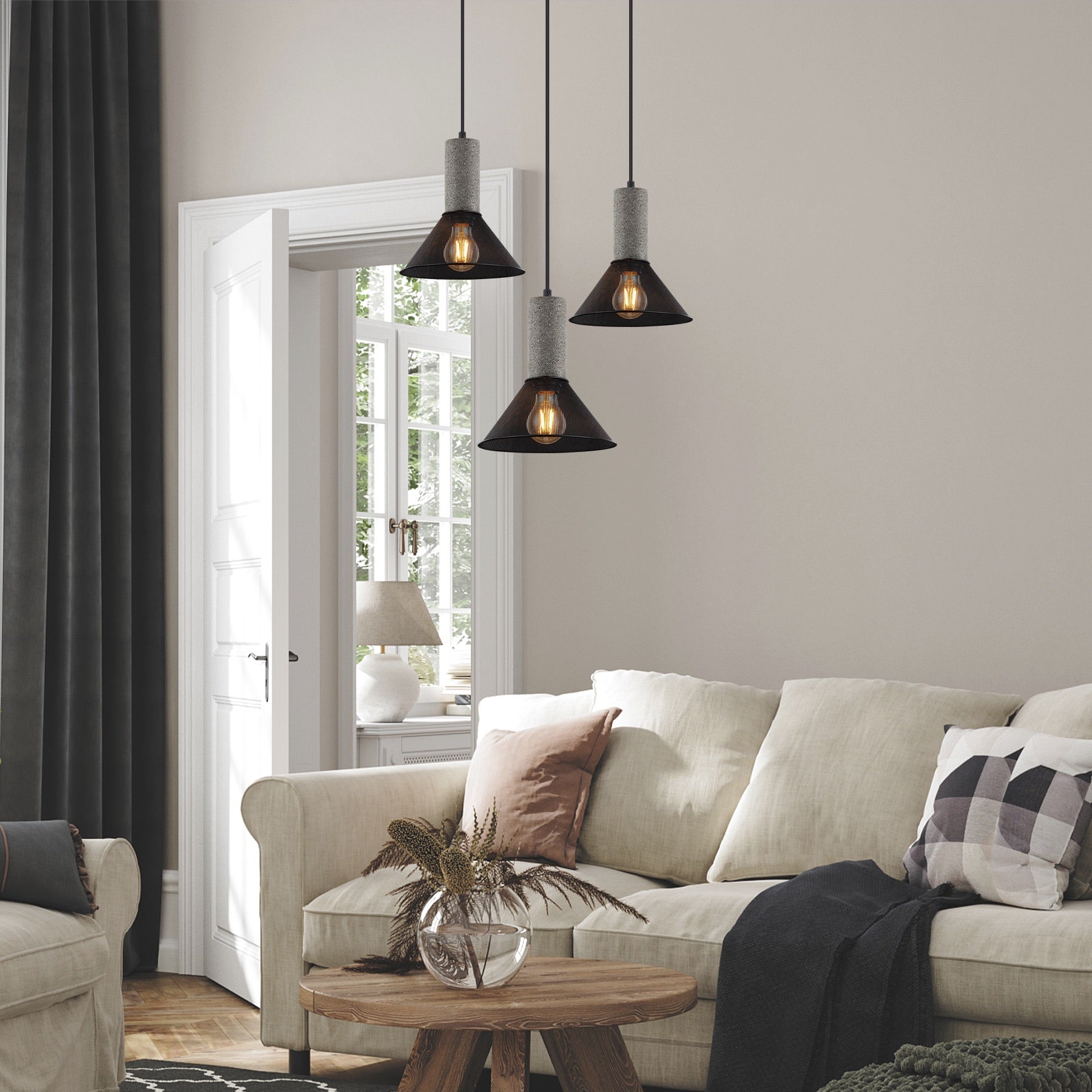 Lighten Chance 1 Pack Modern Black Pendant Light Fixture, 8.25" Industrial Rustic Hanging Lamp, Adjustable Ceiling Island Lighting Fixture For Bedroom Living Room Kitchen Sink Cafe