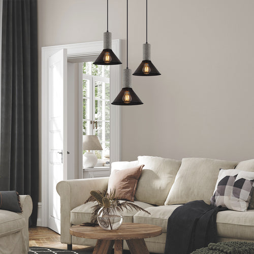 Lighten Chance 1 Pack Modern Black Pendant Light Fixture, 8.25" Industrial Rustic Hanging Lamp, Adjustable Ceiling Island Lighting Fixture For Bedroom Living Room Kitchen Sink Cafe