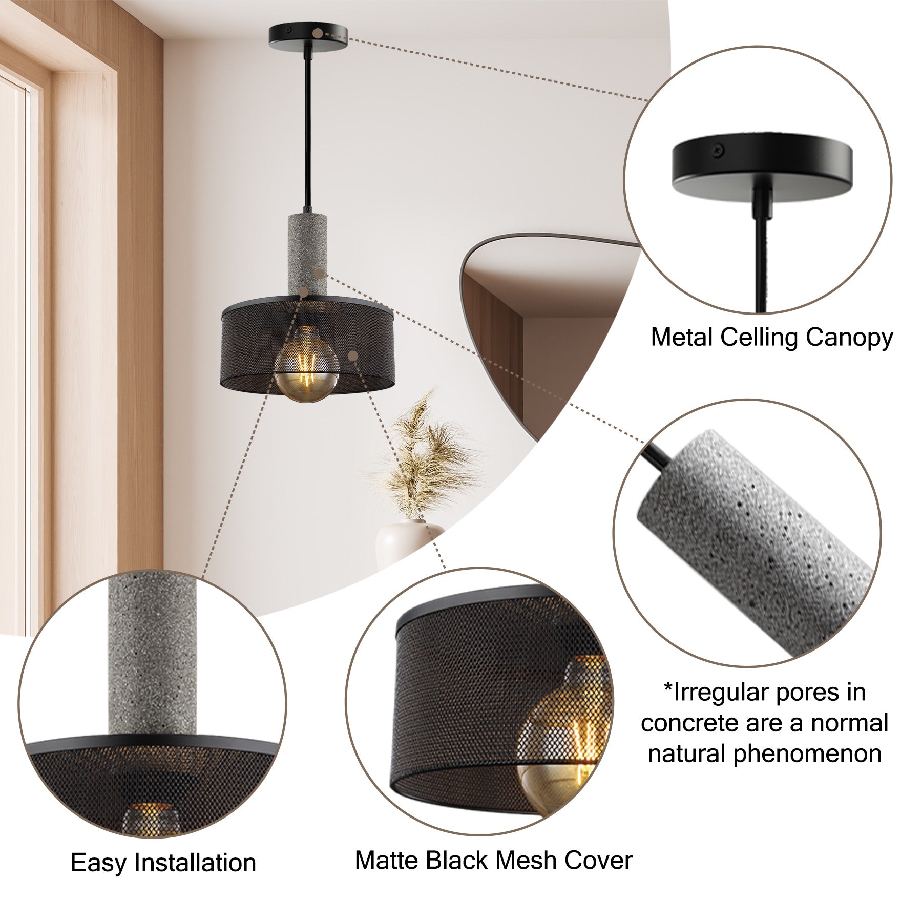 Lighten Chance 1 Pack Farmhouse Pendant Light Kitchen Island, 9.82" Modern Black Hanging Ceiling Lighting Fixture, Industrial Farmhouse Metal Lampshade Lamp Shade, Sloped Ceiling Adjustable