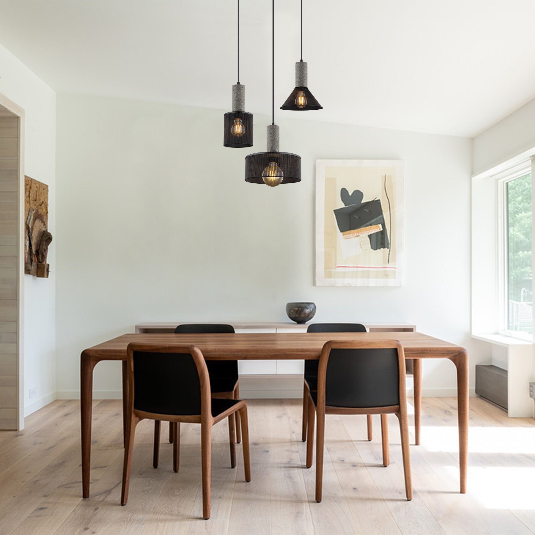 Lighten Chance 1 Pack Farmhouse Pendant Light Kitchen Island, 9.82" Modern Black Hanging Ceiling Lighting Fixture, Industrial Farmhouse Metal Lampshade Lamp Shade, Sloped Ceiling Adjustable